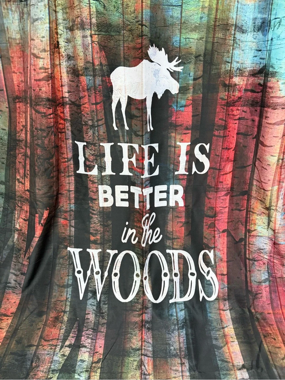 Rustic Shower Curtain Life Is Better In The Woods Moose Shower Curtain X-Long